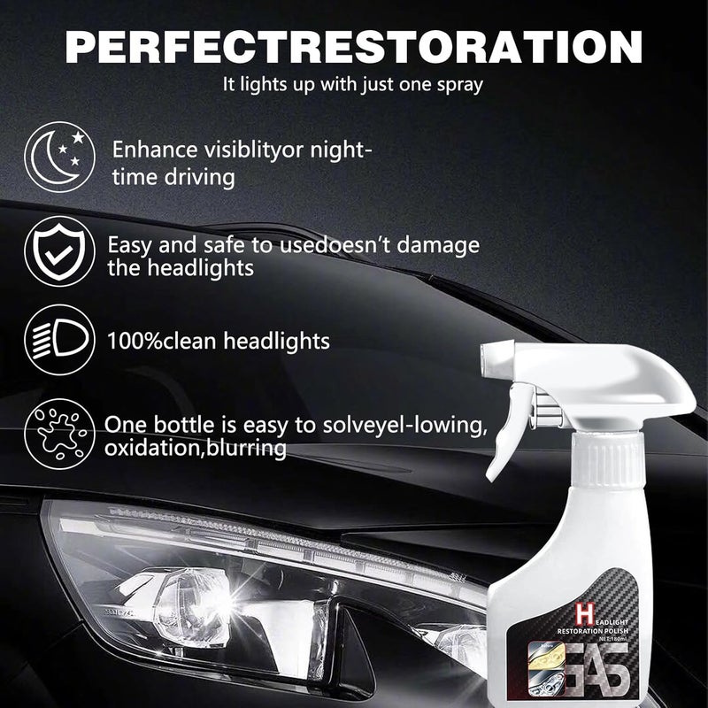 Flaurix Automotive Headlamp Restoration Fluid Oxidized Kit,Headlight Refurbishment Kit,Professional Car Headlamp Cleaner with Refurbishing Agent,Multifunctional Car Headlight Polishing for All Vehicle Types - Image 2